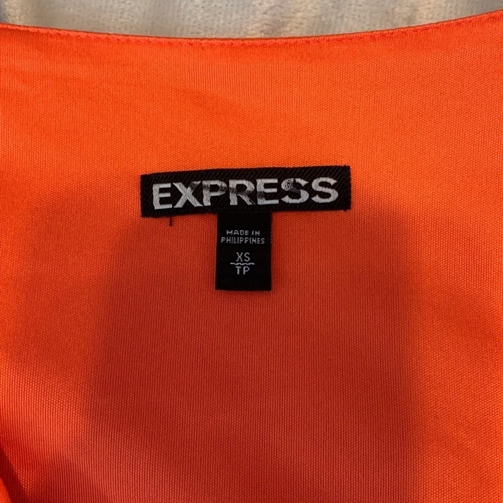 Express Bright Orange and beige bandage dress sleeveless v neck fitted size XS